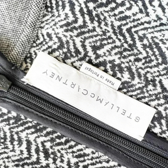 Stella McCartney Sz10 Gray Long Sleeve Asymmetric Hem Houndstooth Jersey Dress - Picture 3 of 4